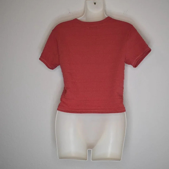 American Eagle Smocked Crop Tee Sz XS Top Shrunken Fit Boho Minimalist Barbie - Picture 8 of 16